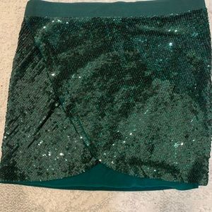 Haute hippie emerald green sequin mini skirt.